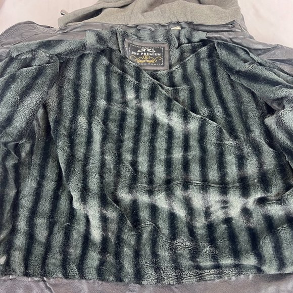 RNZ Premium Mens Faux Leather Coat Motorcycle Moto Medium Black Lined - Picture 7 of 7